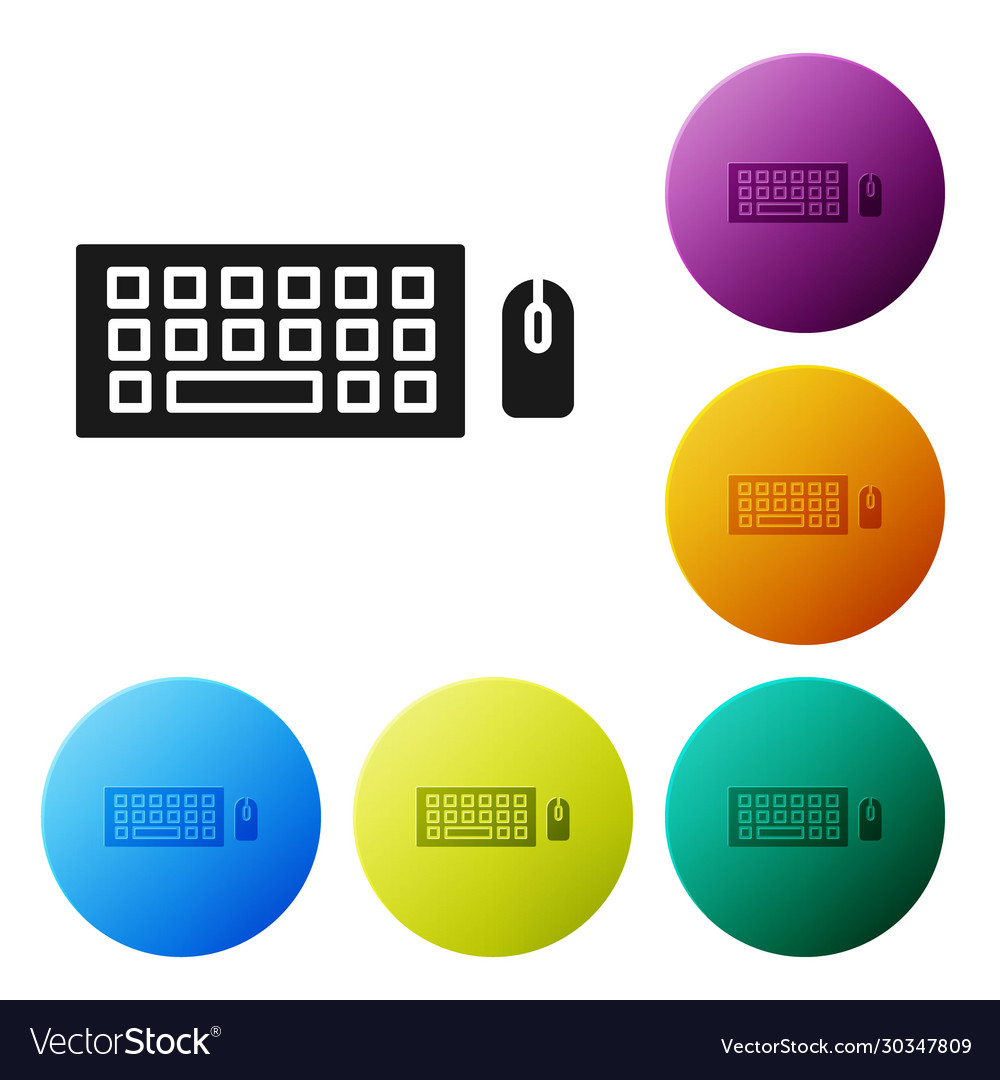 Black computer keyboard and mouse icon isolated vector image Black computer keyboard and mouse icon isolated