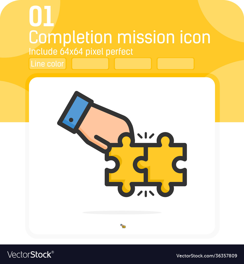 Completion mission icon concept with line color