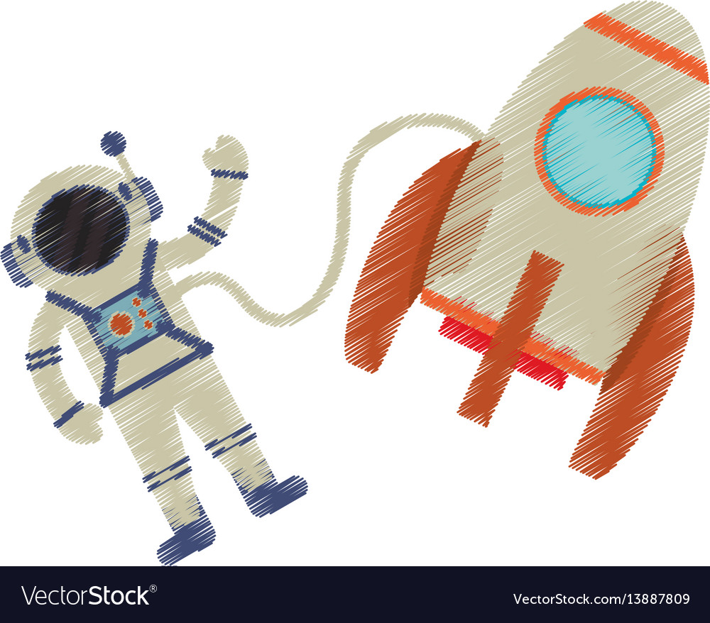 Zeichnung Astronautenraketen-Erkundungsbild vector image Zeichnung Astronautenraketen-Erkundungsbild