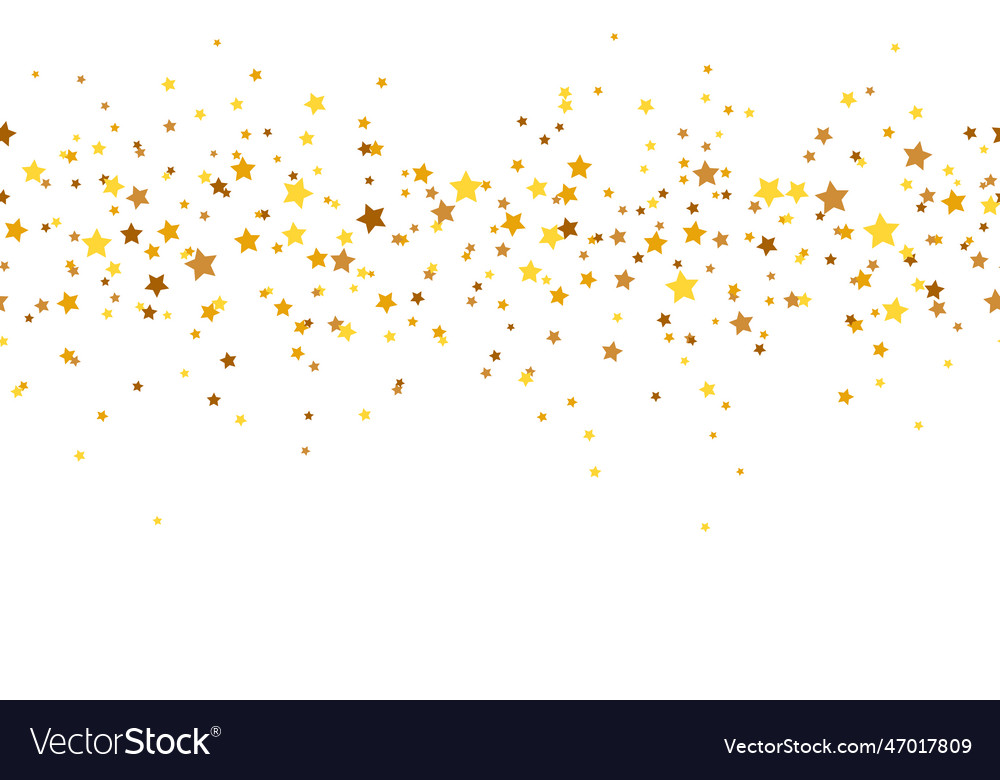 Gold stars falling confetti seamless border