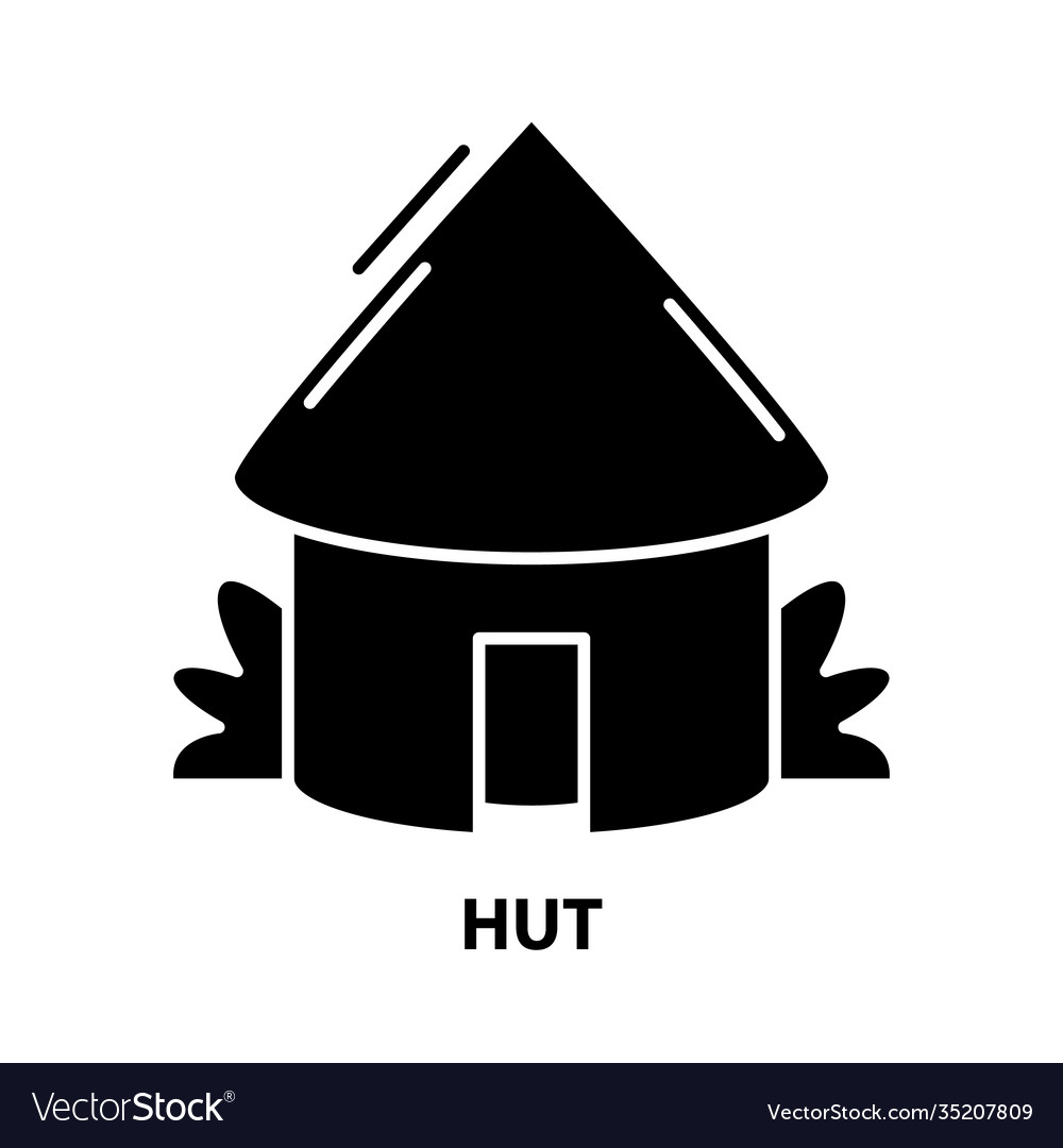 Hut icon black sign with editable strokes vector image Hut icon black sign with editable strokes