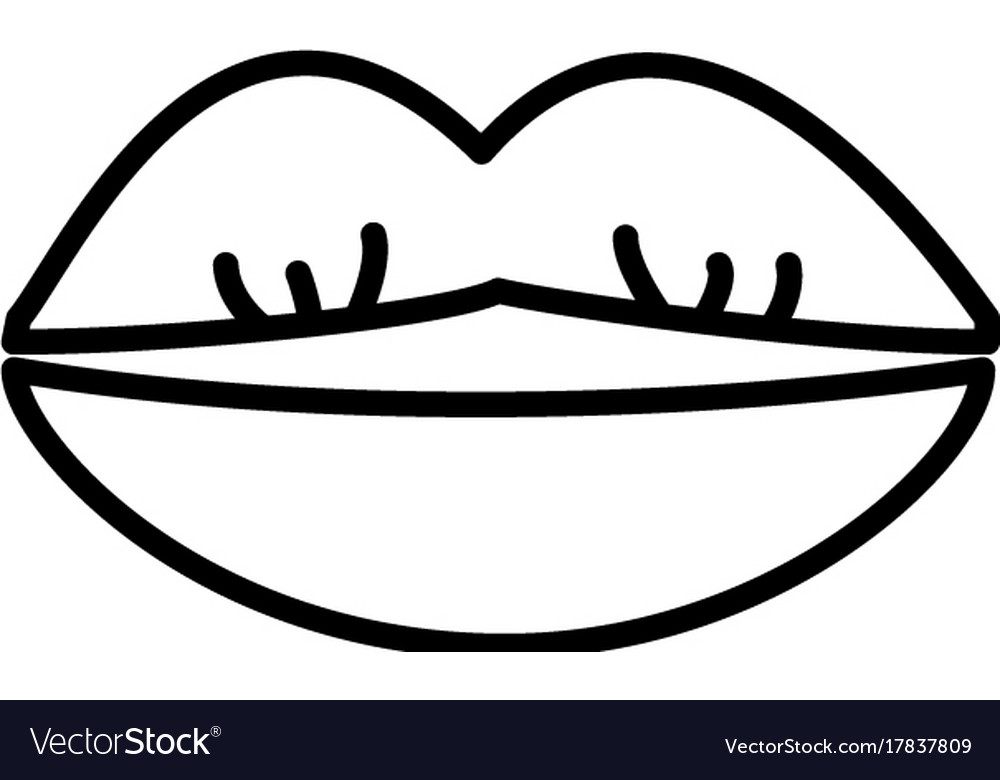 Kissing Lips Line Icon Sign Royalty Free Vector Image