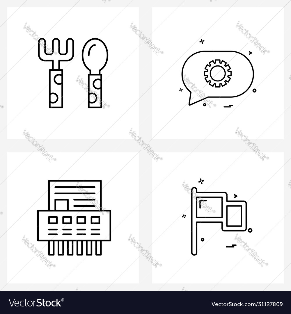 Modern style set 4 line pictograph grid based