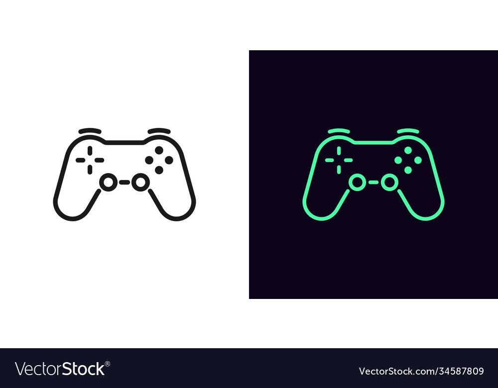 Outline game controller icon linear joystick sign vector image Outline game controller icon linear joystick sign