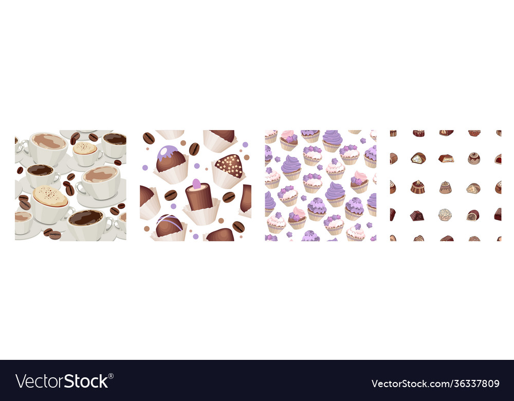 Seamless pattern with cups coffee sweet