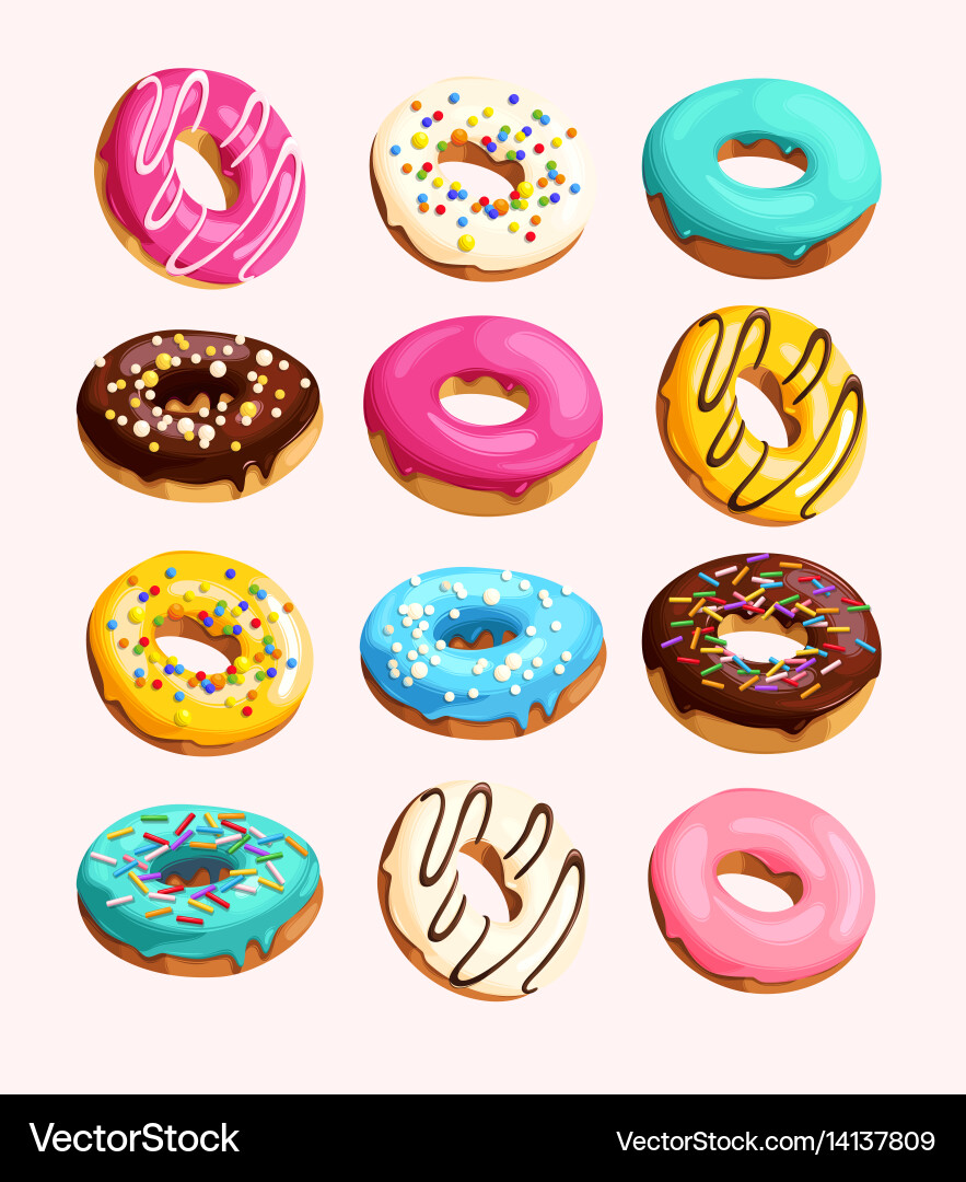 Set donuts Royalty Free Vector Image - VectorStock