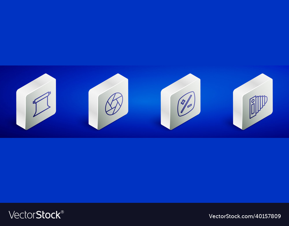 Set isometric line empty photo studio camera vector image Set isometric line empty photo studio camera