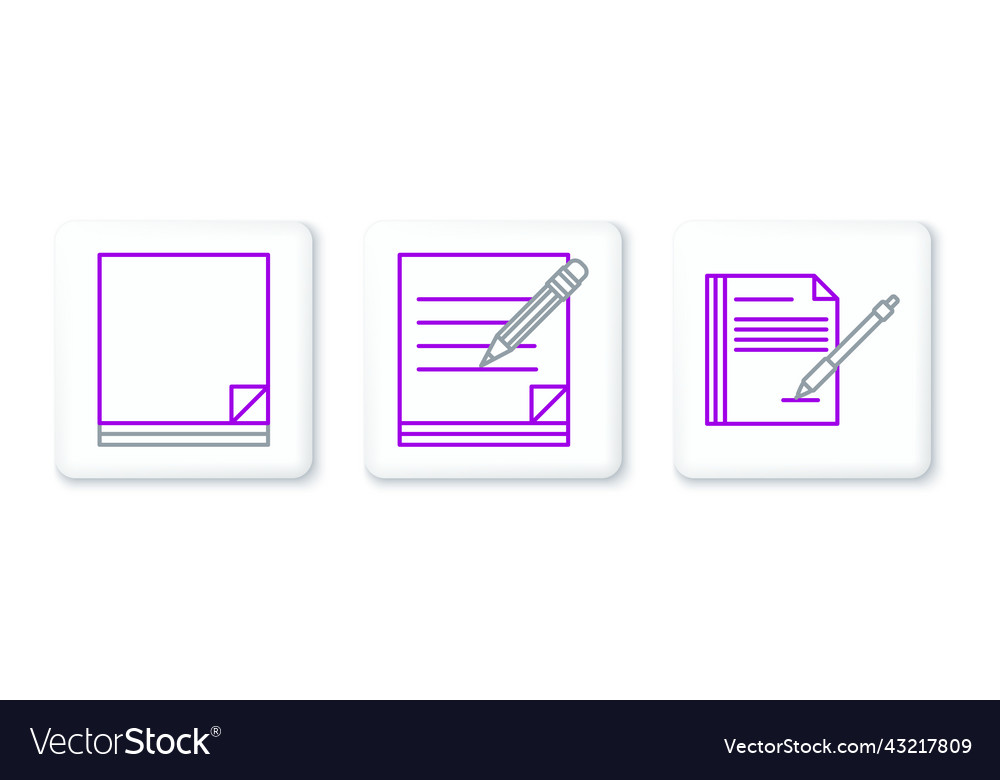 Set line blank notebook and pen file document vector image Set line blank notebook and pen file document
