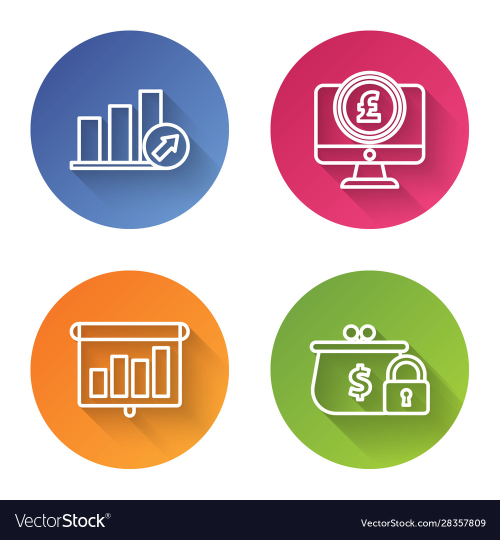 Set line presentation financial with graph vector image Set line presentation financial with graph