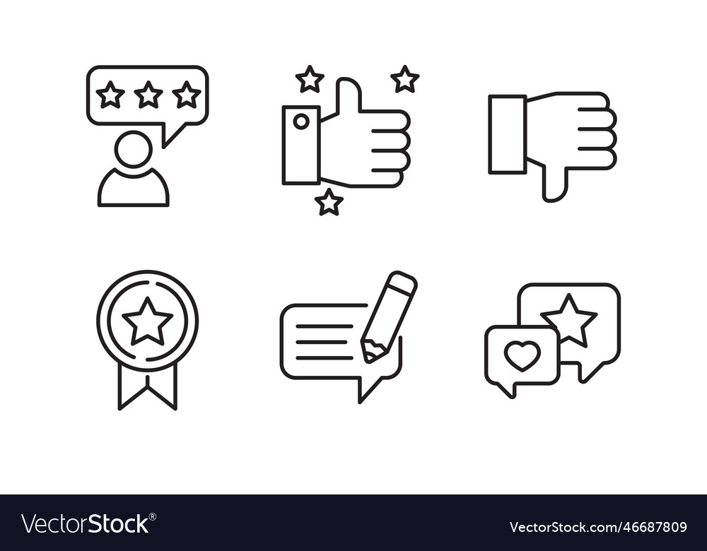 Set of review and feedback icons in linear style