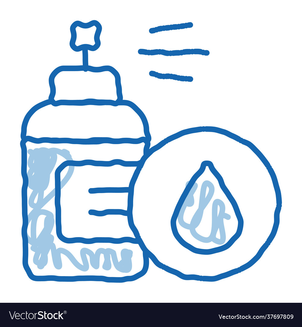 Spray lotion drop cosmetic doodle icon hand drawn vector image Spray lotion drop cosmetic doodle icon hand drawn