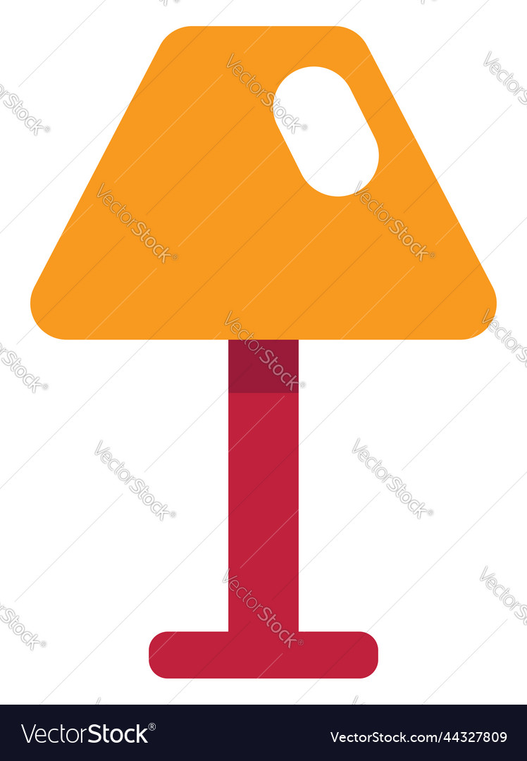 Yellow and red table lamp on a white background