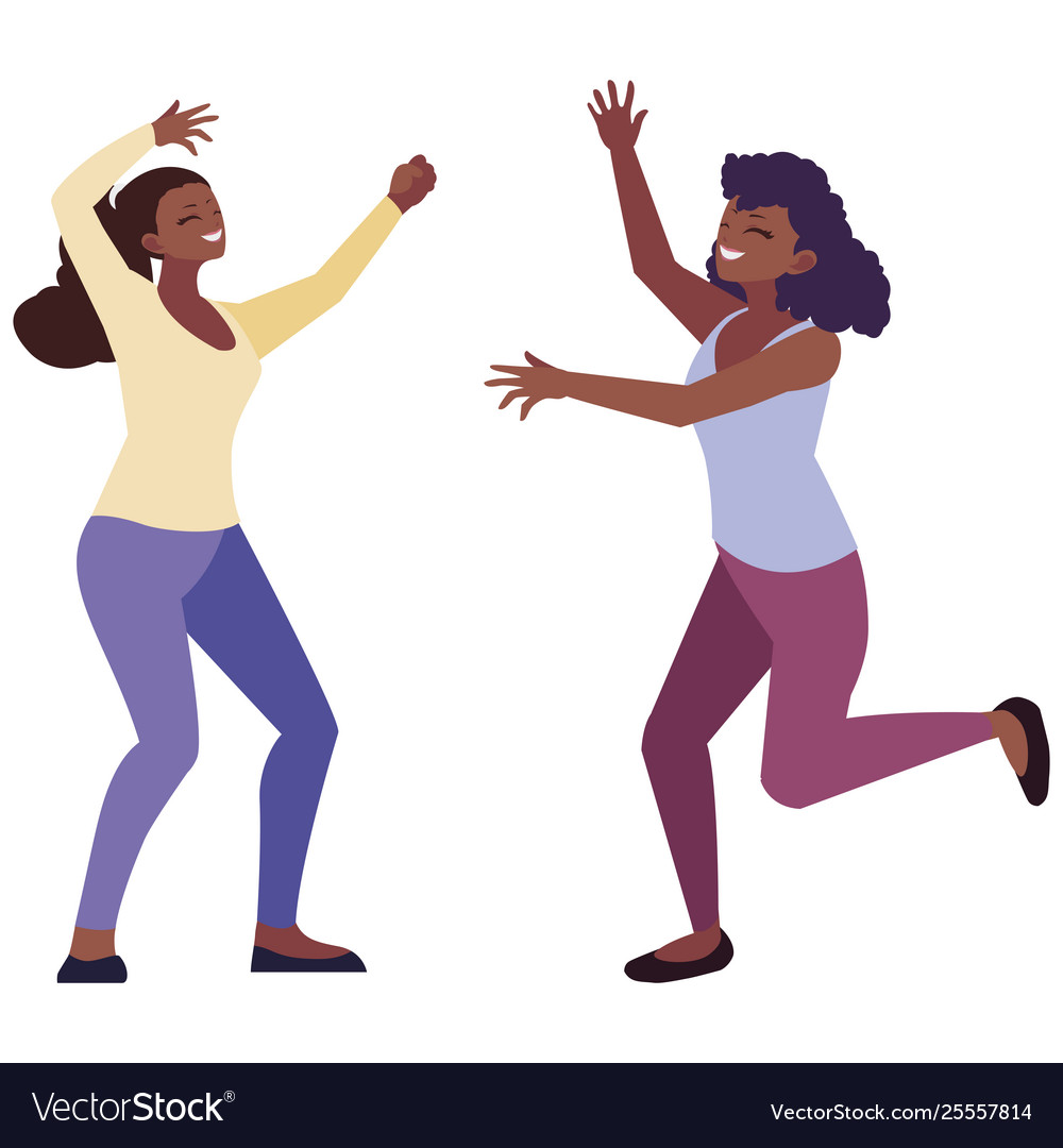 Afro young women celebrating Royalty Free Vector Image