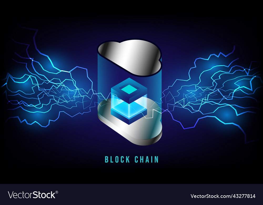 Battery charging process on block chain plugged vector image Battery charging process on block chain plugged