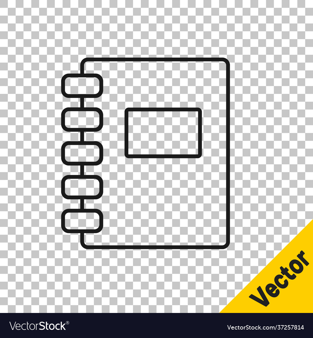 Black line notebook icon isolated on transparent Vector Image Black line notebook icon isolated on transparent