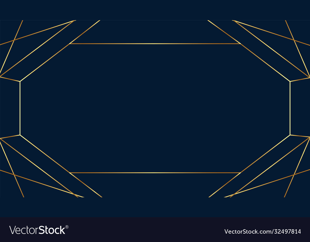 Blank art deco frame in golden lines style