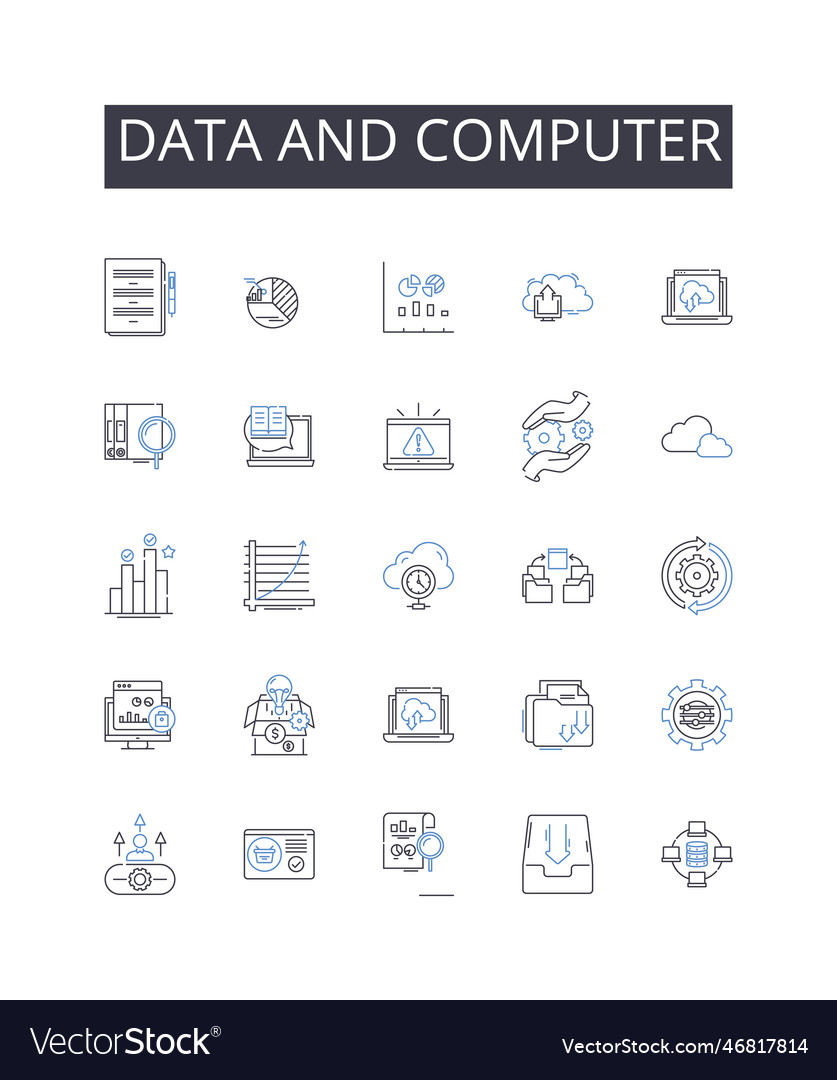 Data and computer line icons collection Vector Image Data and computer line icons collection
