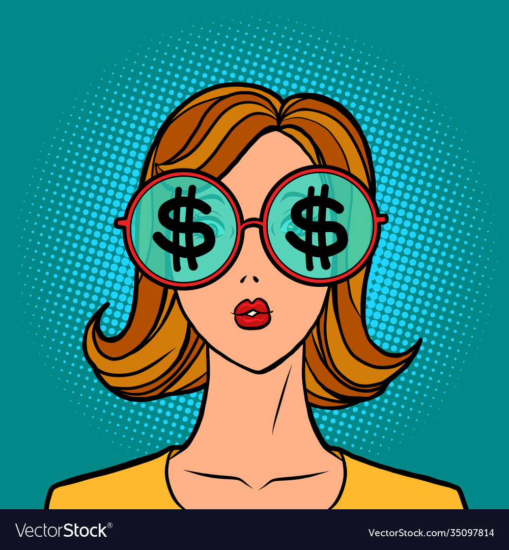 Dollars Money Finance Young Woman In Stylish Vector Image