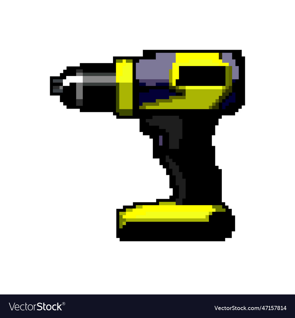 Electric drill game pixel art vector image Electric drill game pixel art