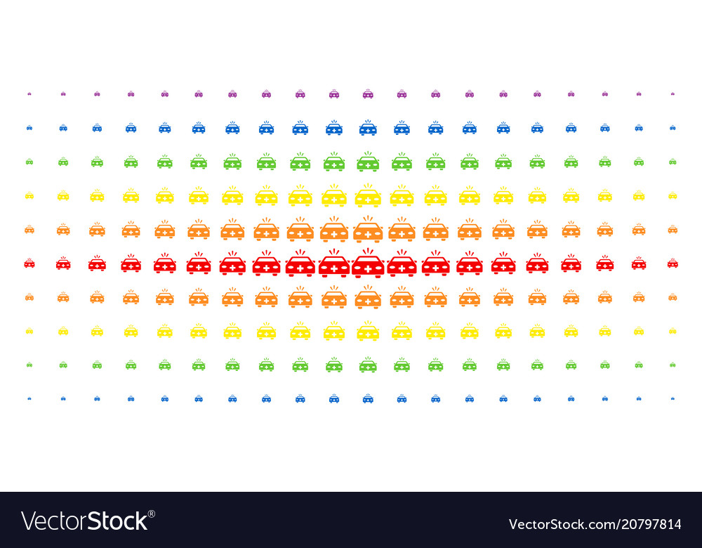 Emergency car spectrum halftone array vector image Emergency car spectrum halftone array