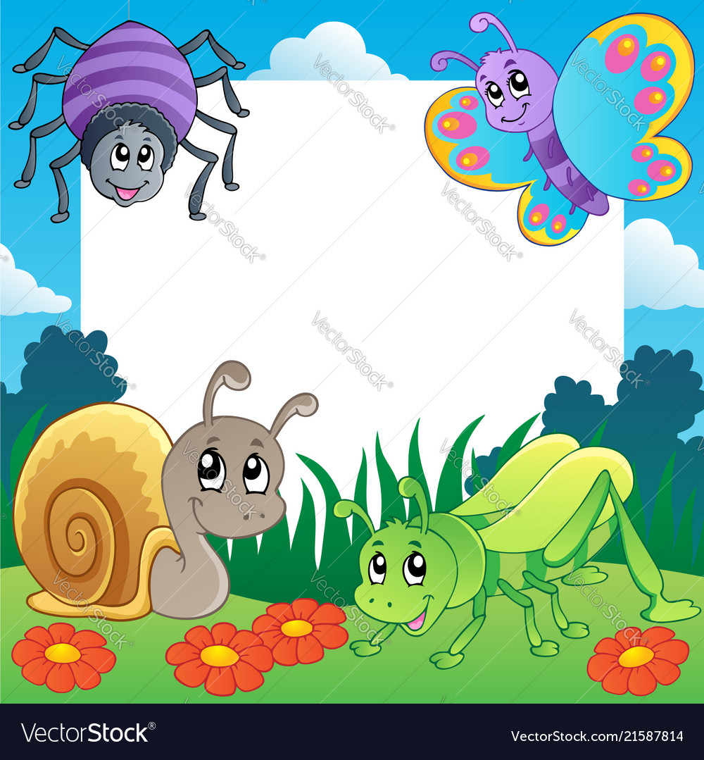 Frame with bugs theme 2 vector image Frame with bugs theme 2