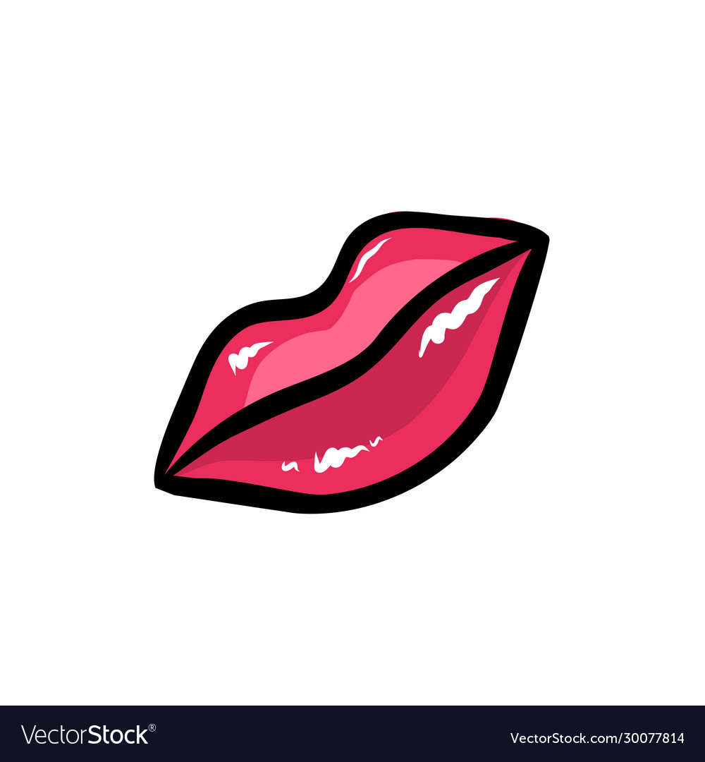 Handgezogene rote Lippen bilden Konzept vector image Handgezogene rote Lippen bilden Konzept
