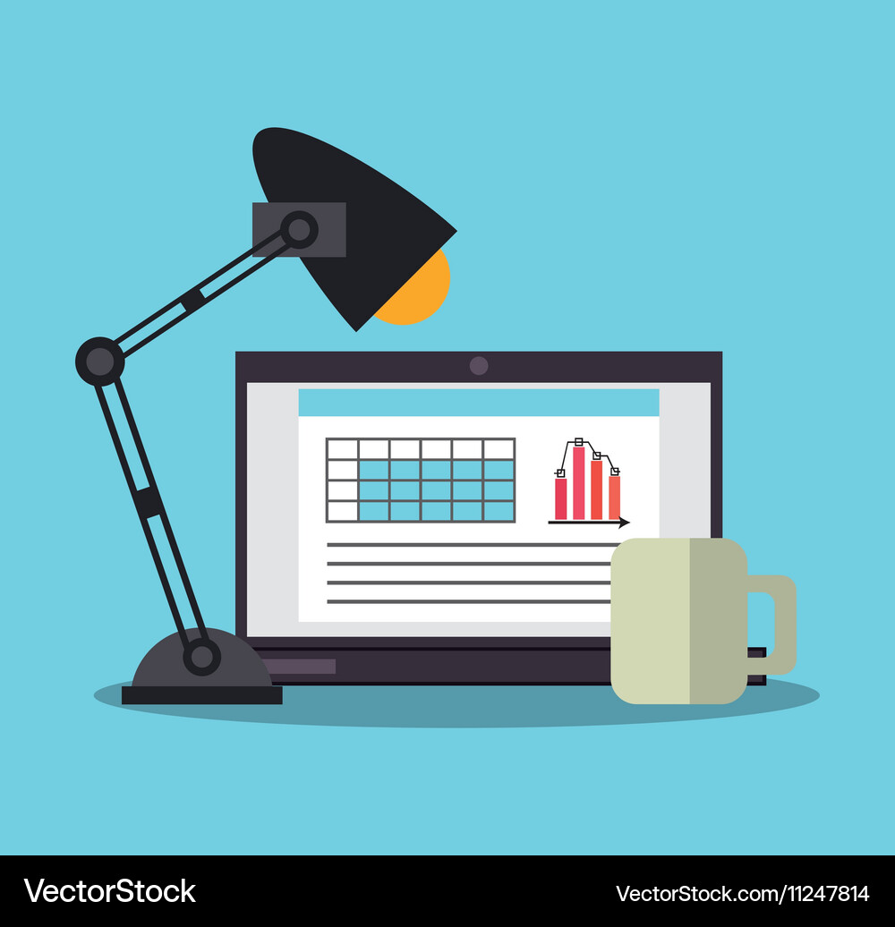 Laptop office and business design Royalty Free Vector Image