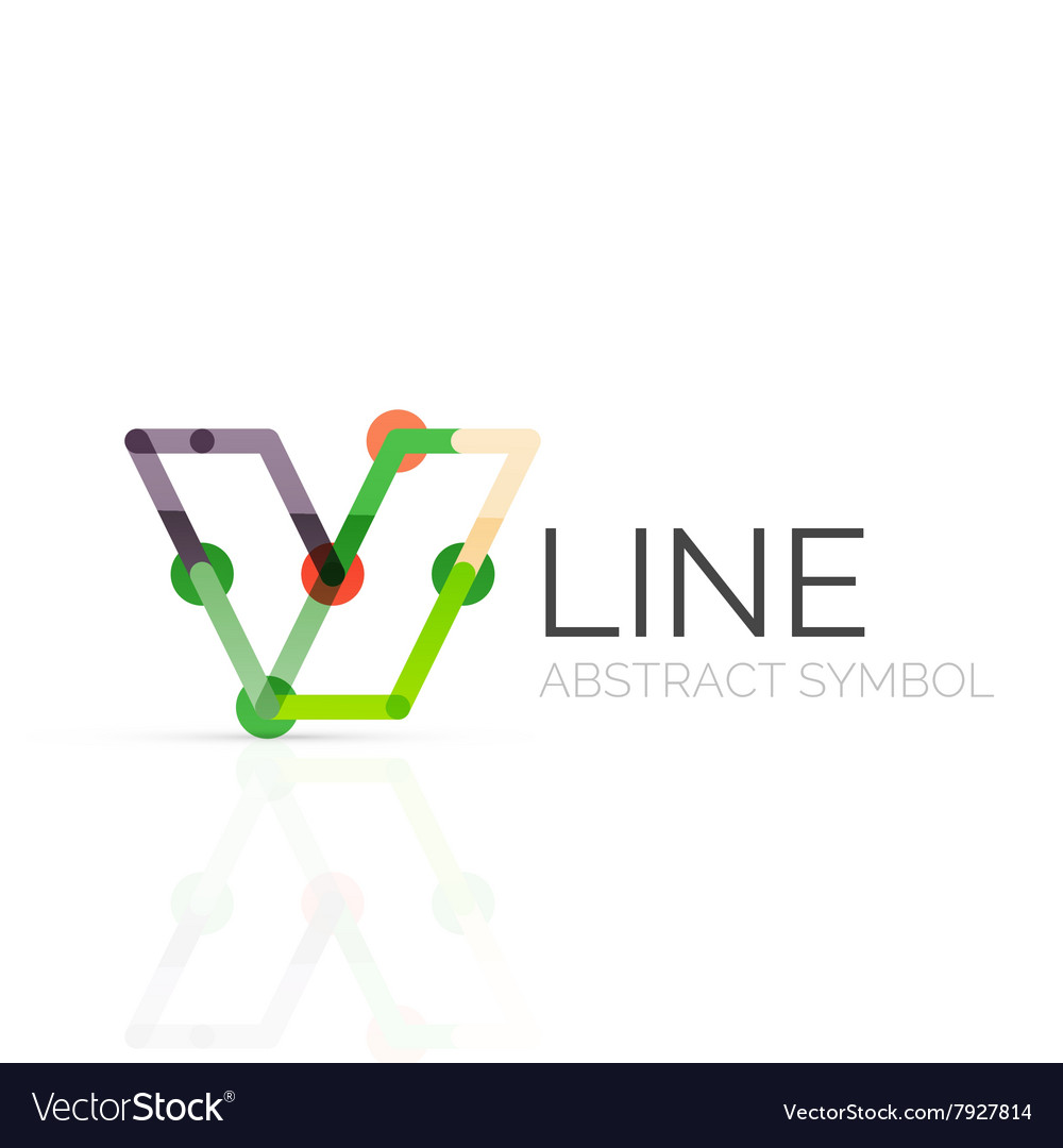 Linear abstract logo connected multicolored