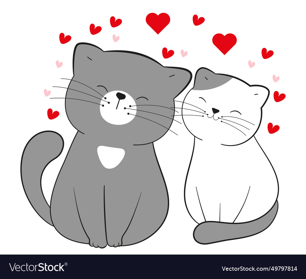 Loving Cats Draw Valentine Concept Royalty Free Vector Image