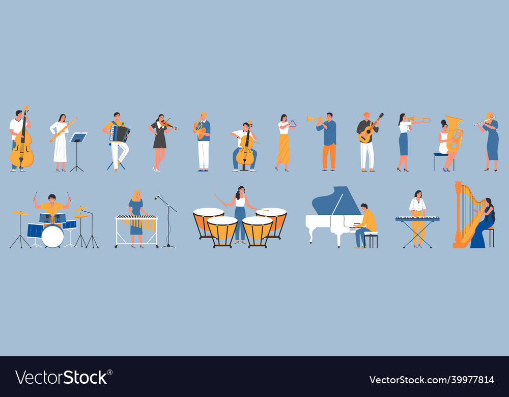 Musicians color icon set Royalty Free Vector Image