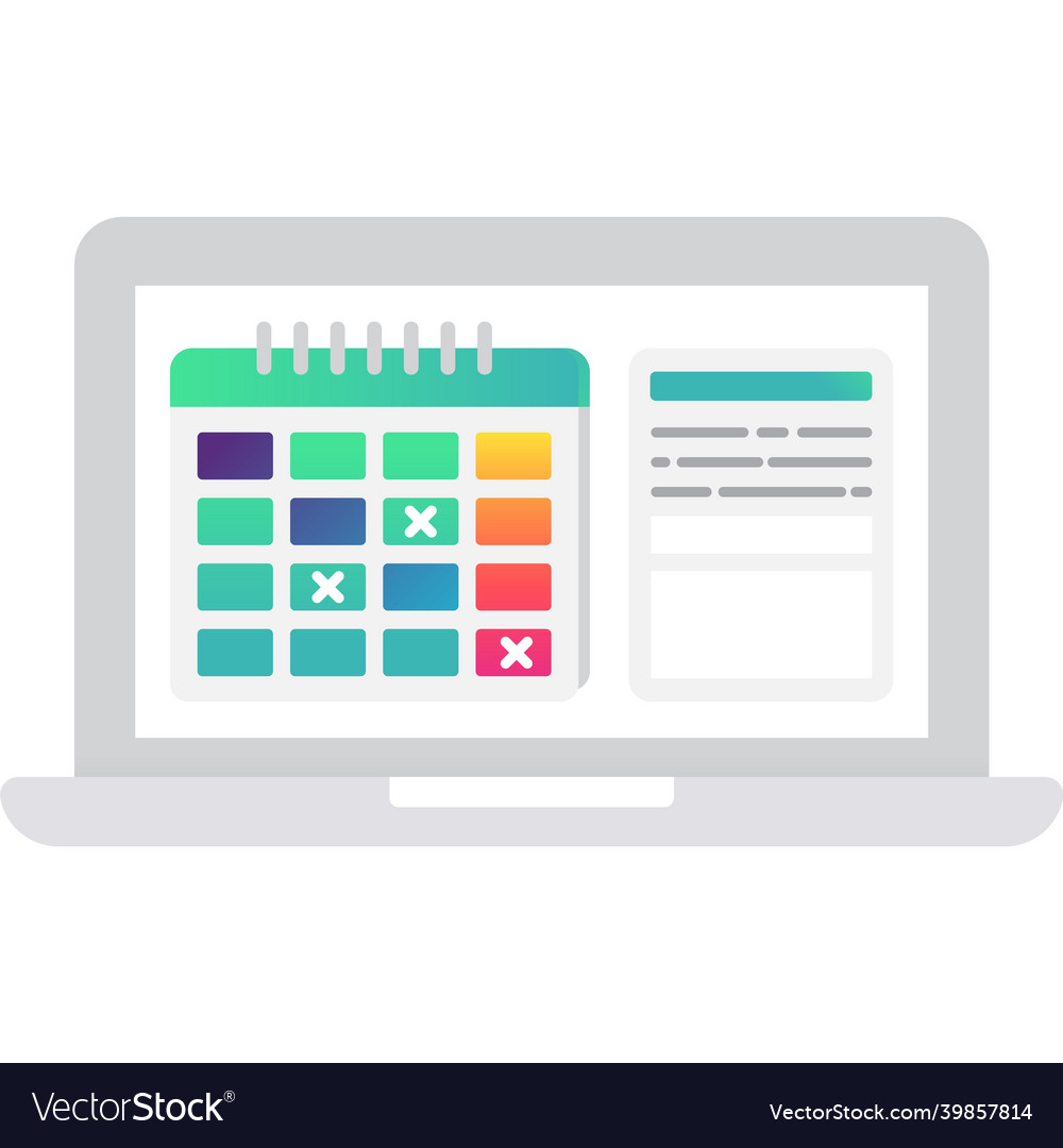 Online schedule calendar icon on white