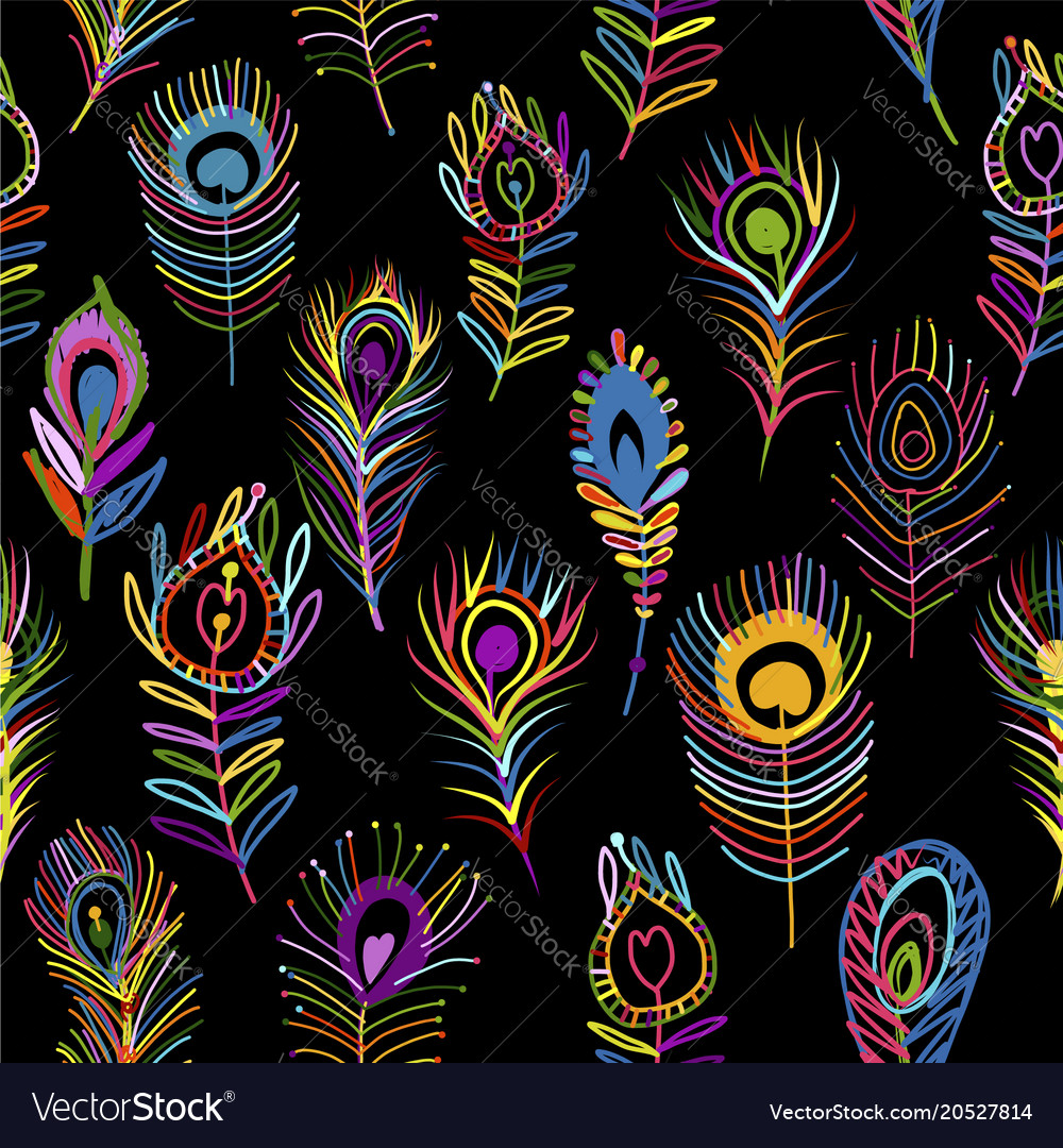 Peacock feathers seamless pattern for your design