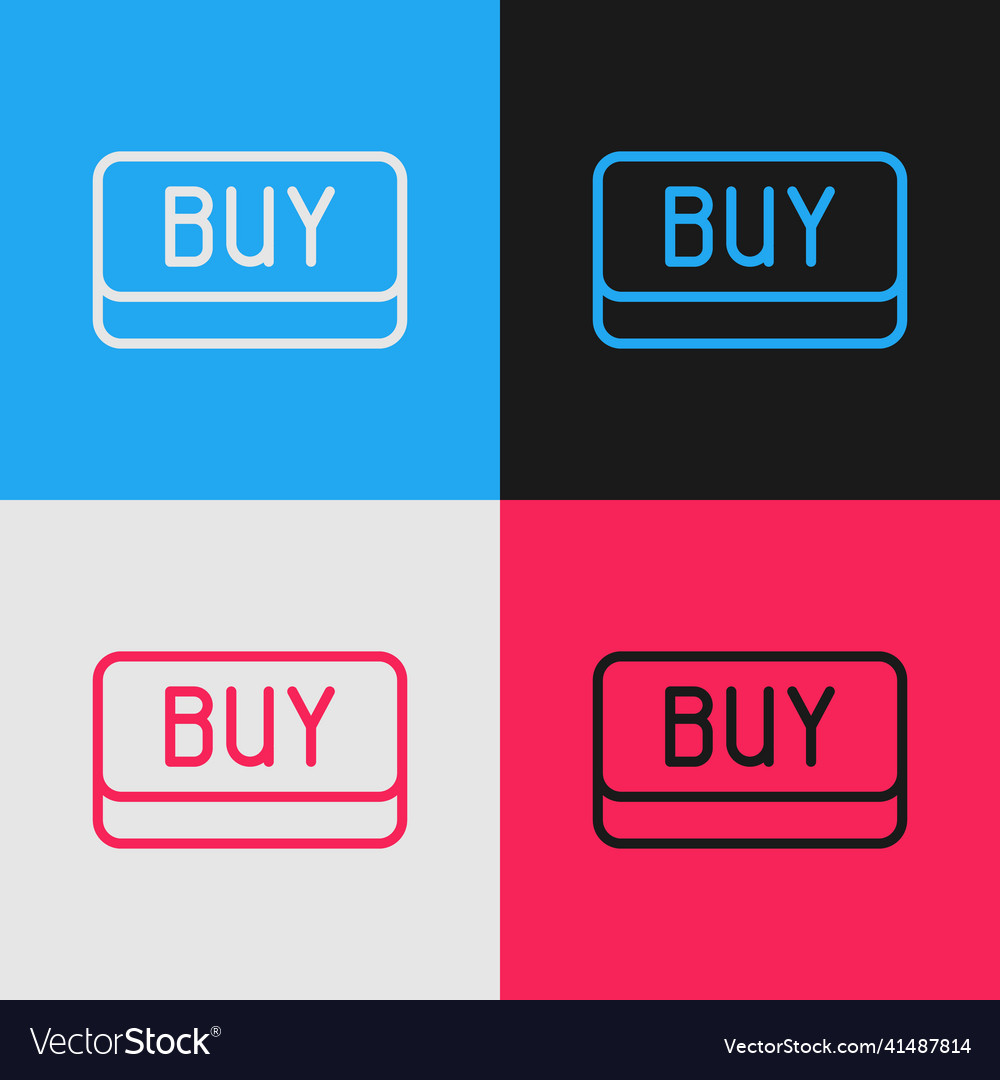 Pop art line buy button icon isolated on color vector image Pop art line buy button icon isolated on color