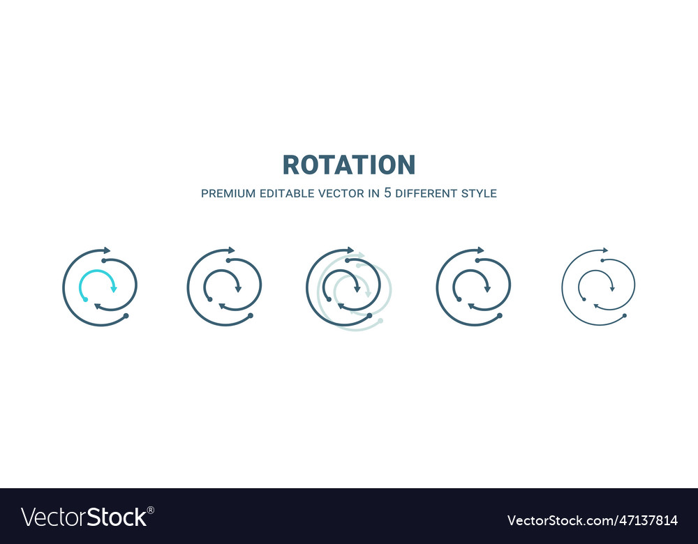 Rotation icon in 5 different style outline filled Vector Image Rotation icon in 5 different style outline filled