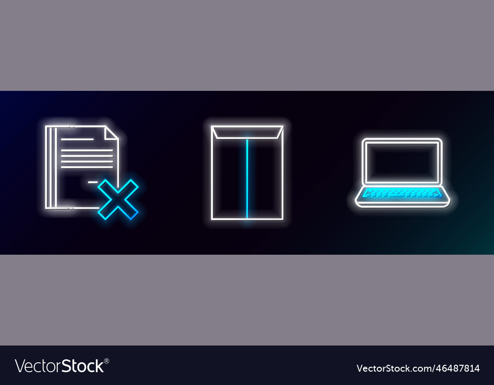 Set line laptop delete file document and envelope vector image Set line laptop delete file document and envelope