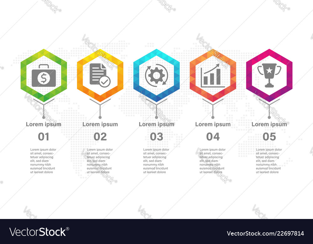 Timeline infographic design template with hexagon vector image Timeline infographic design template with hexagon