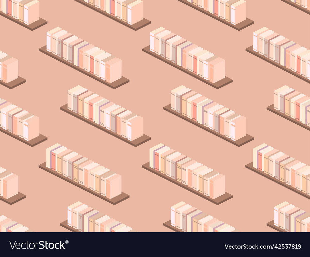 3d bookshelf seamless pattern isometric books vector image 3d bookshelf seamless pattern isometric books