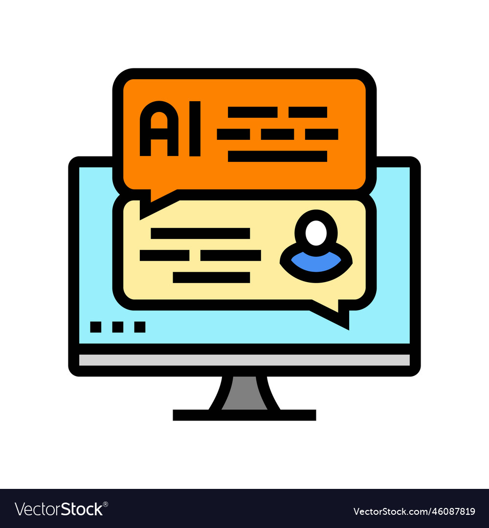 Artificial chat bot color icon vector image Artificial chat bot color icon
