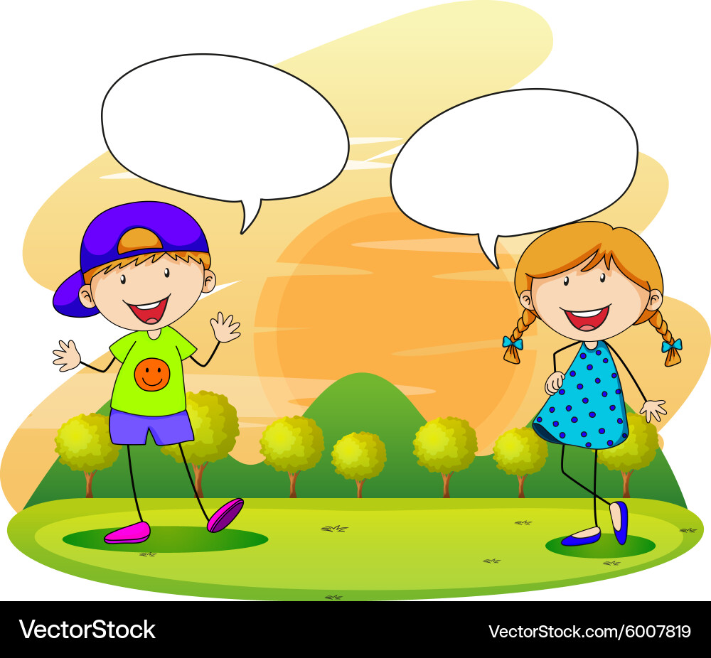 Boy And Girl Talking In Park Royalty Free Vector Image