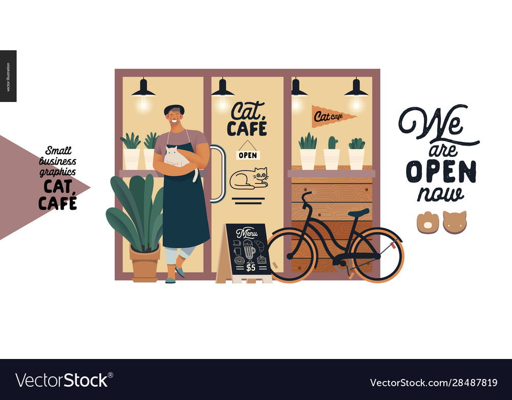 Cat cafe - small business graphics owner