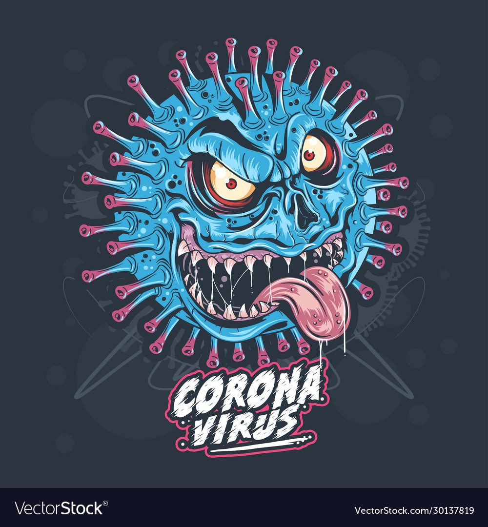 Corona Covid-19 Virus Monster With A Scary Face PNG Images