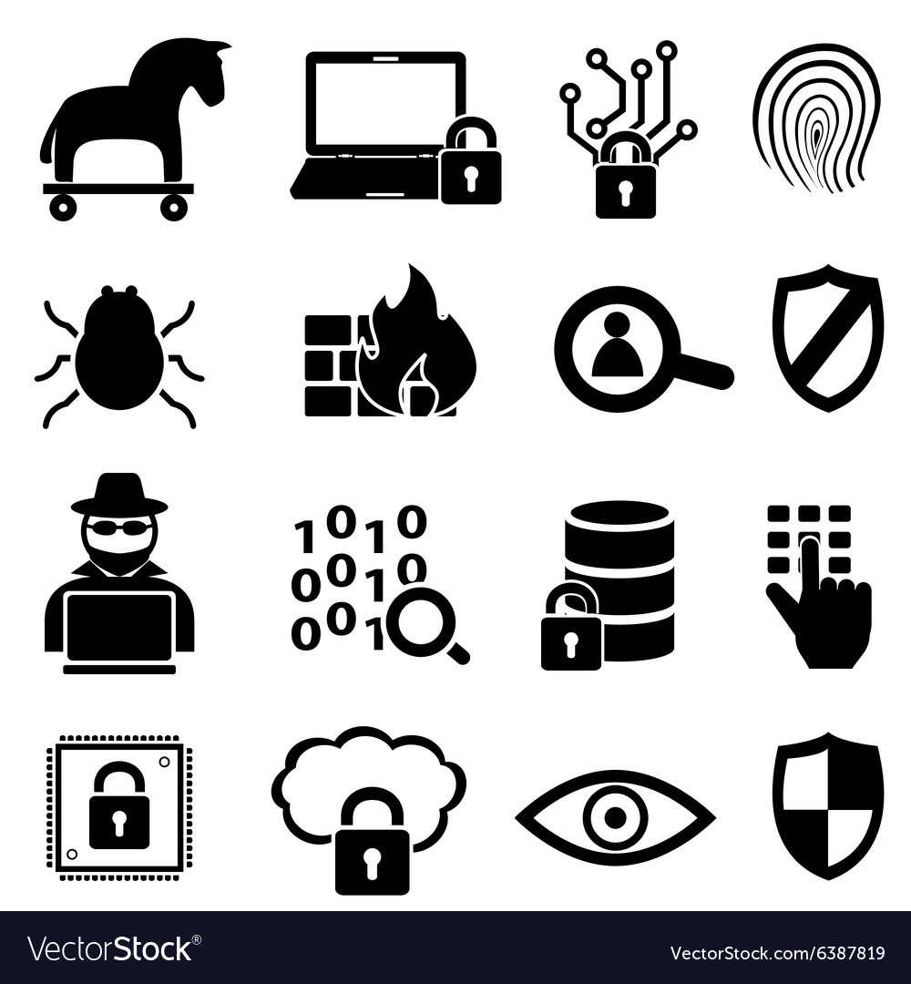 Cybersecurity and online security icons Royalty Free Vector