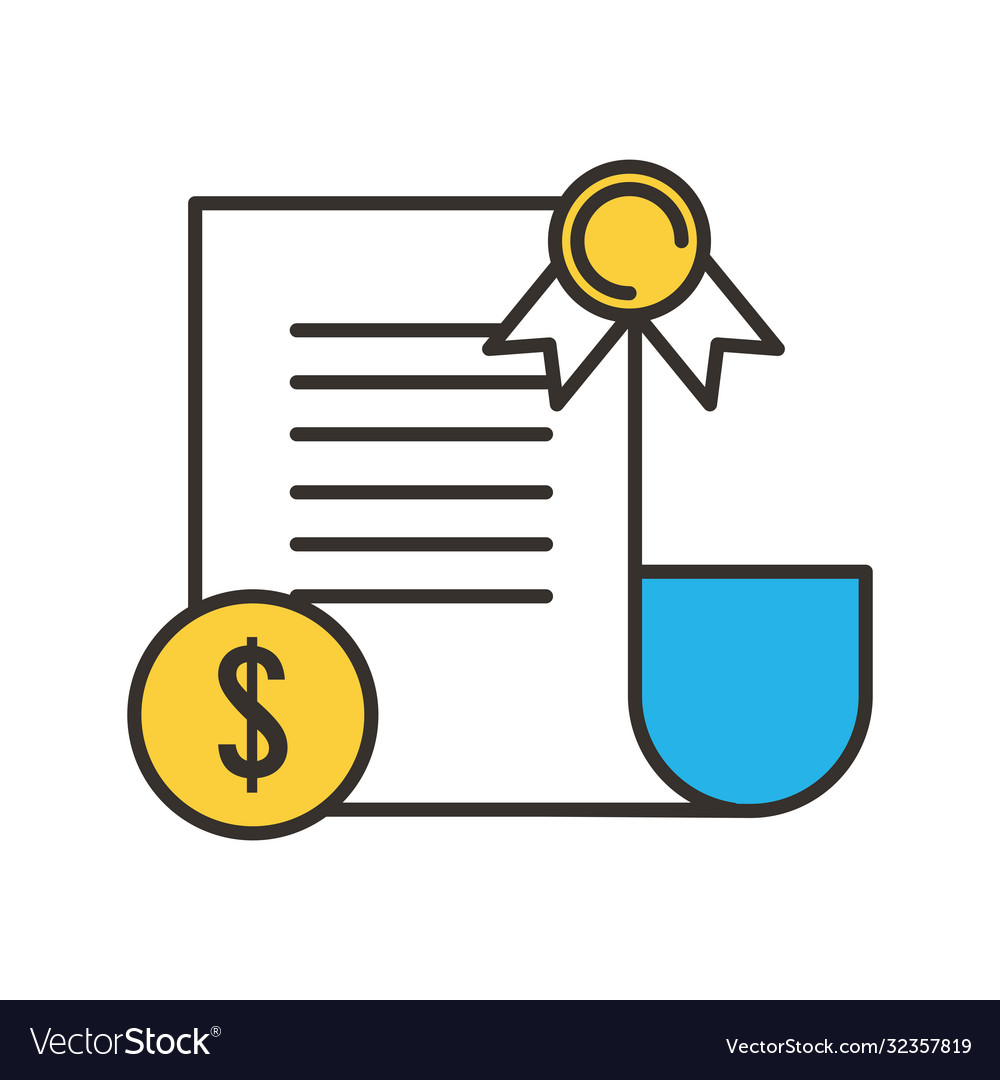 Dollar coin and document line fill style icon