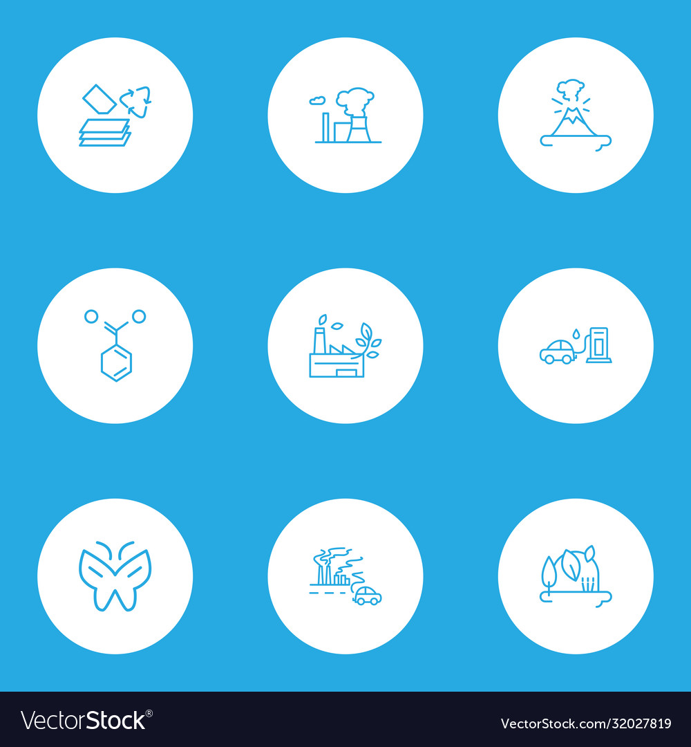 Environment icons line style set with atomic