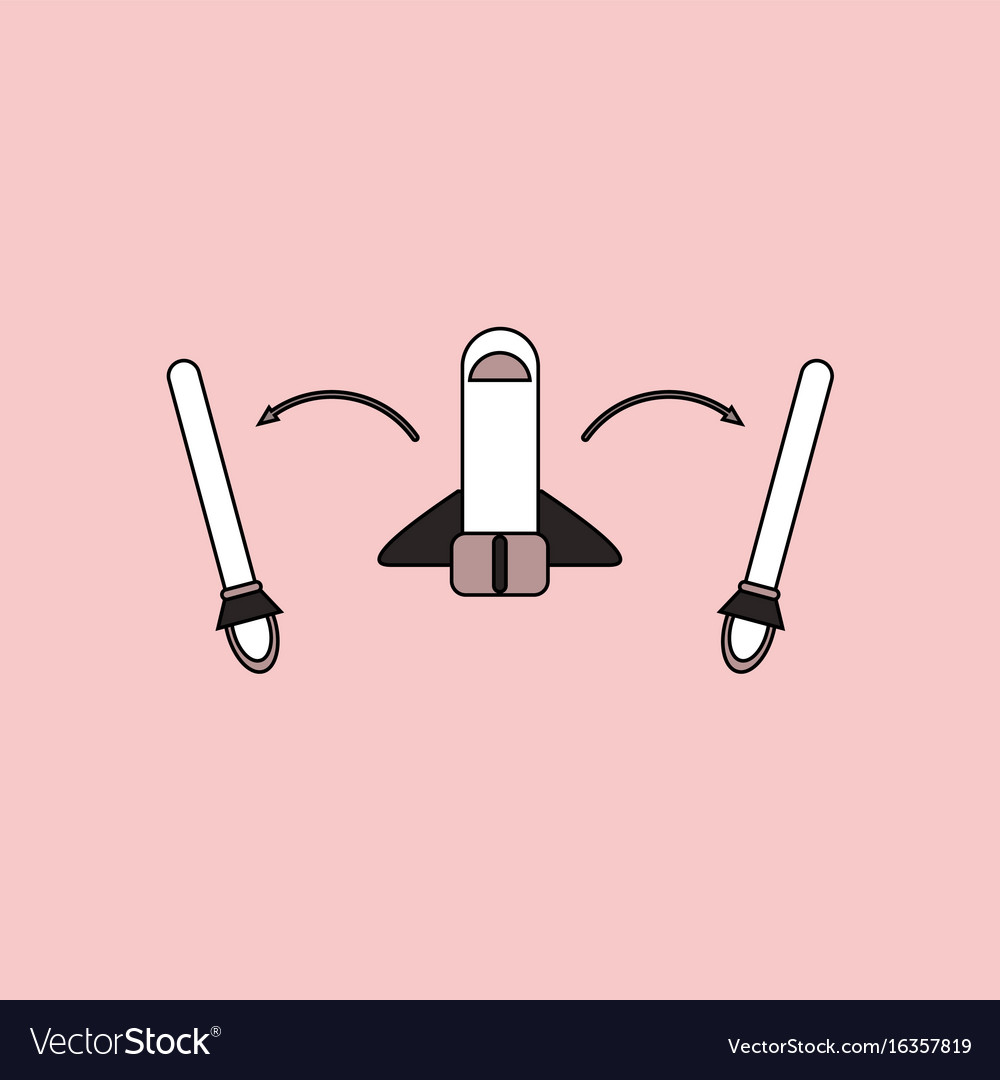 Flat icon design collection space shuttle start