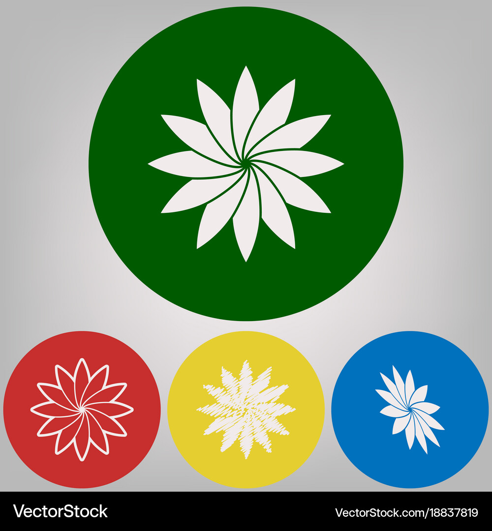 Flower sign 4 white styles icon Royalty Free Vector Image