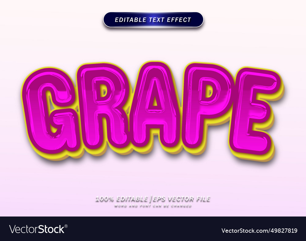 Grape text editable effect vector image Grape text editable effect