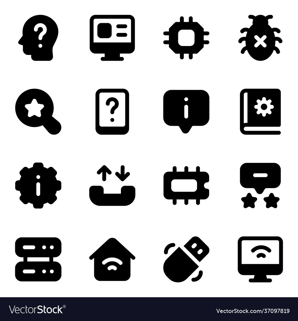 Hardware component and feedback solid icons