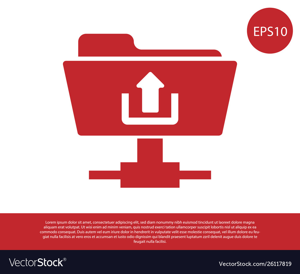 Red ftp folder upload icon on white background vector image Red ftp folder upload icon on white background