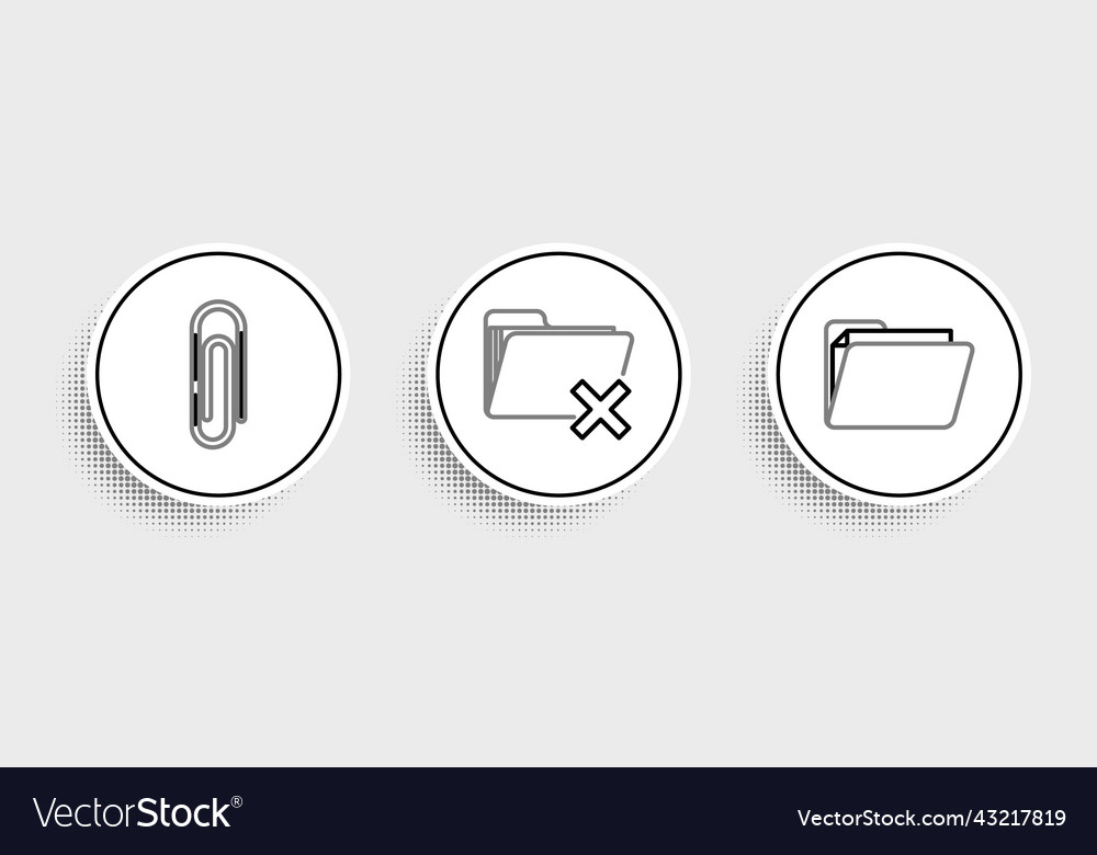Set line document folder paper clip and delete Vector Image Set line document folder paper clip and delete
